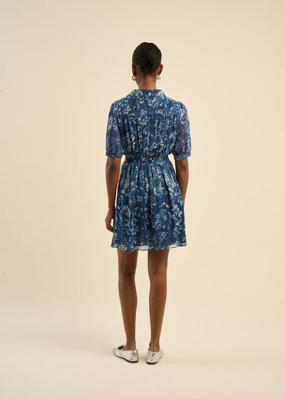 Robe imprimée fluide à manches bouffantes