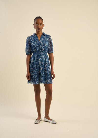 Robe imprimée fluide à manches bouffantes