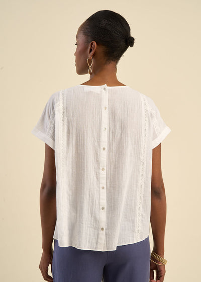 Top brodé en gaze de coton
