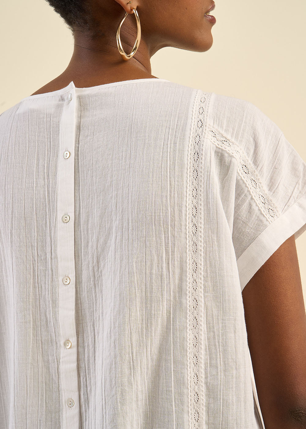 Top brodé en gaze de coton