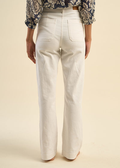 Jean à jambes larges avec revers et taille haute