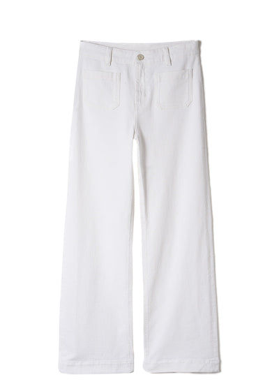 Jean à jambes larges avec revers et taille haute