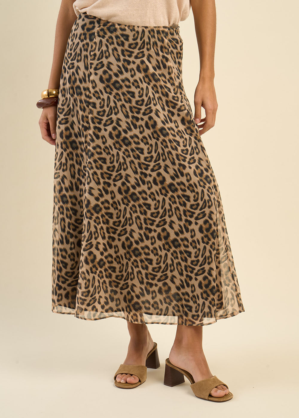 Jupe midi imprimé animalier