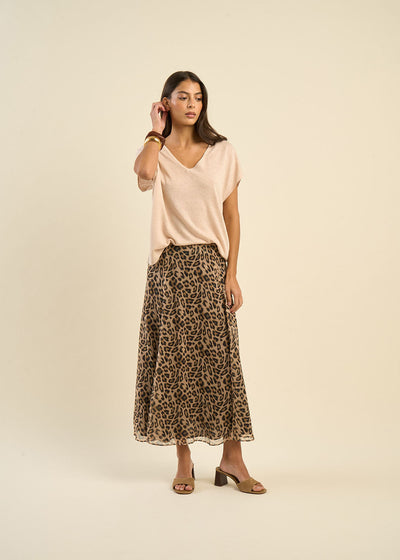 Jupe midi imprimé animalier