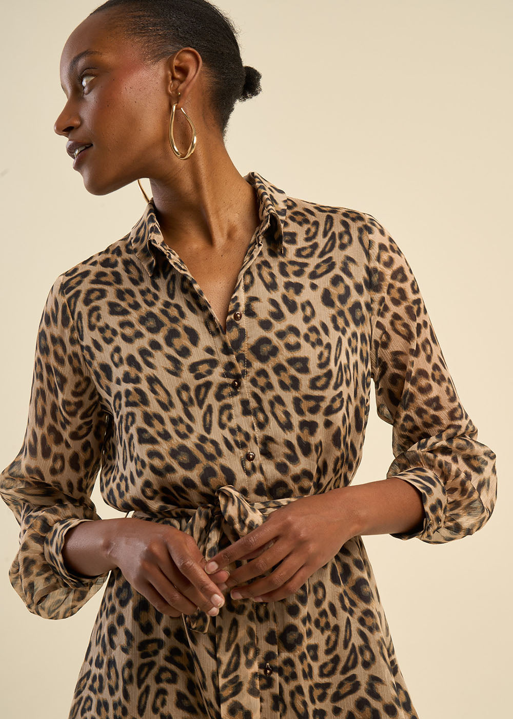 Robe chemise imprimé léopard