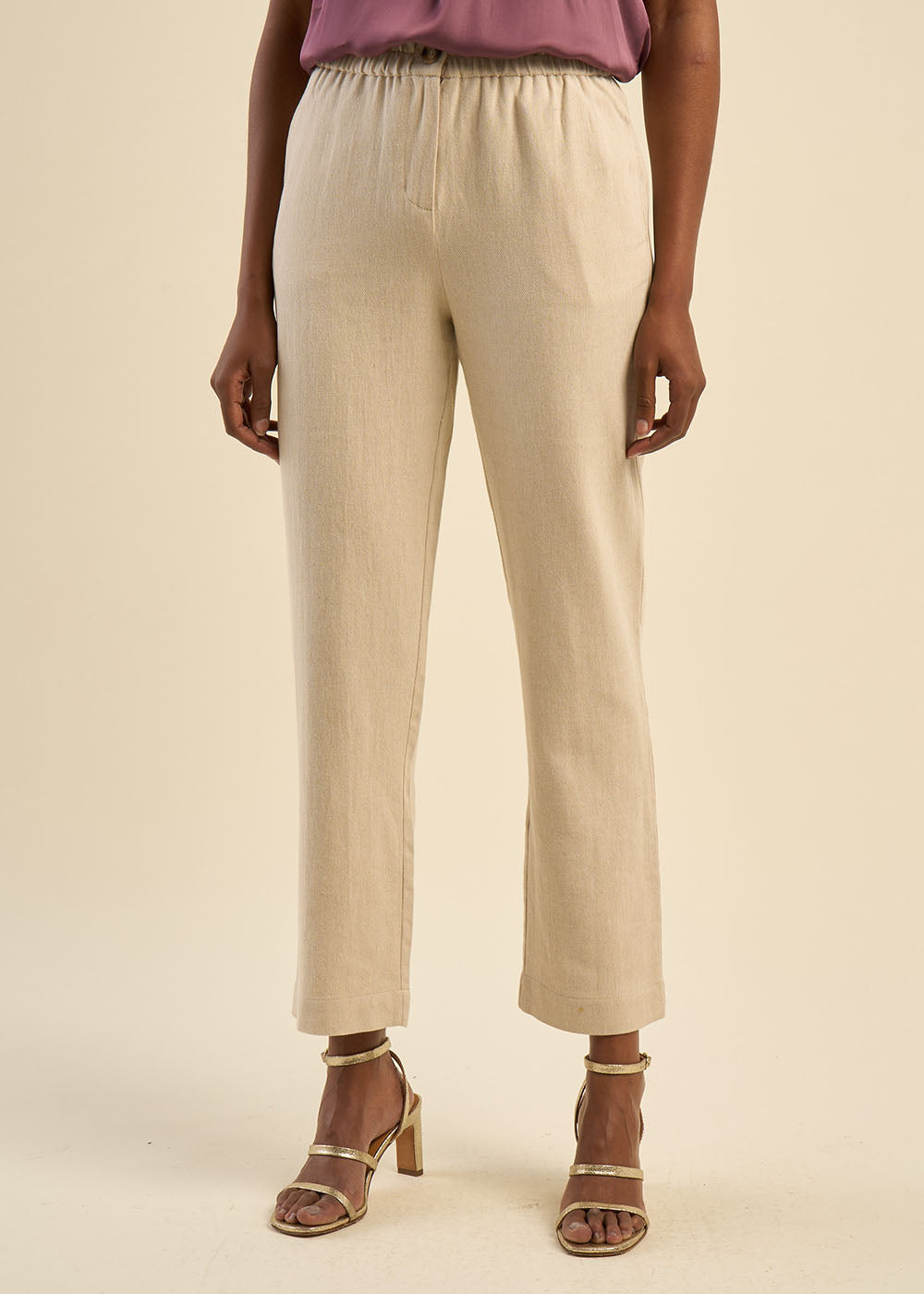Pantalon 7/8 coton & lin