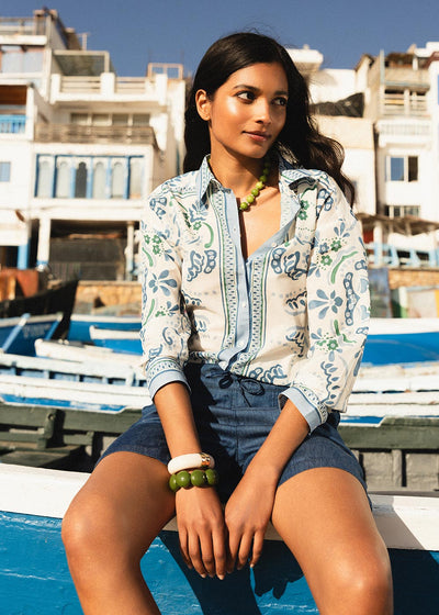 Chemise ample à imprimé placé