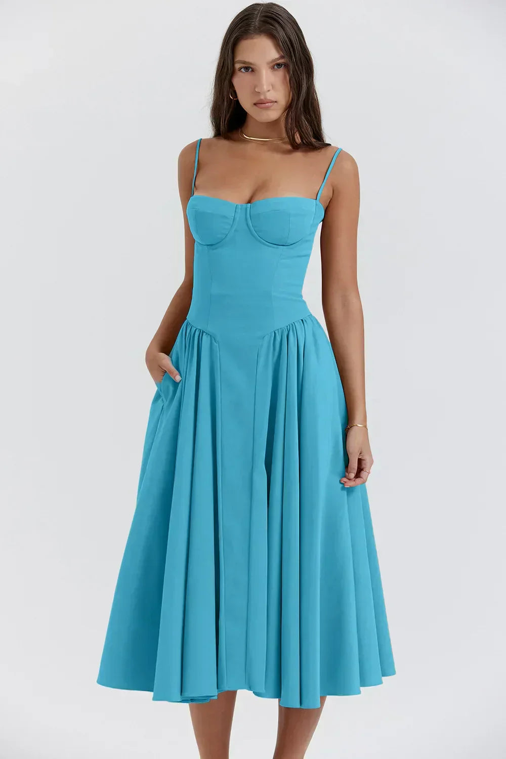 Tulum – Robe Midi Bustier Sans Manches