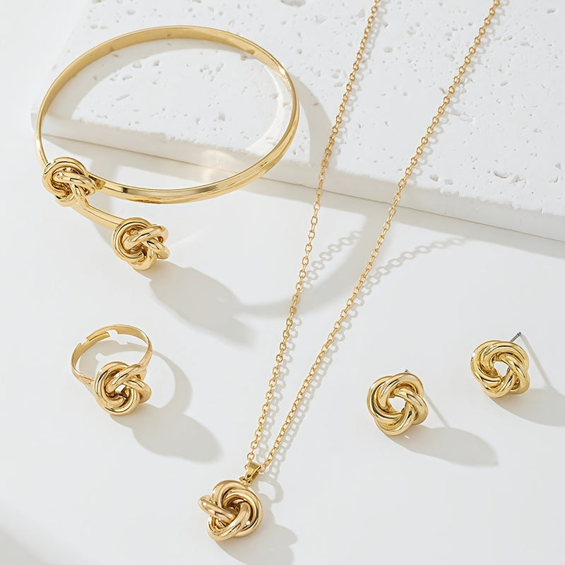 Ensemble élégant 3 pièces – Collier, bracelet et bague motif nœud