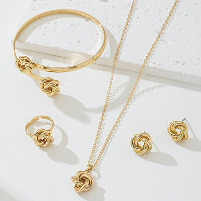 Ensemble élégant 3 pièces – Collier, bracelet et bague motif nœud