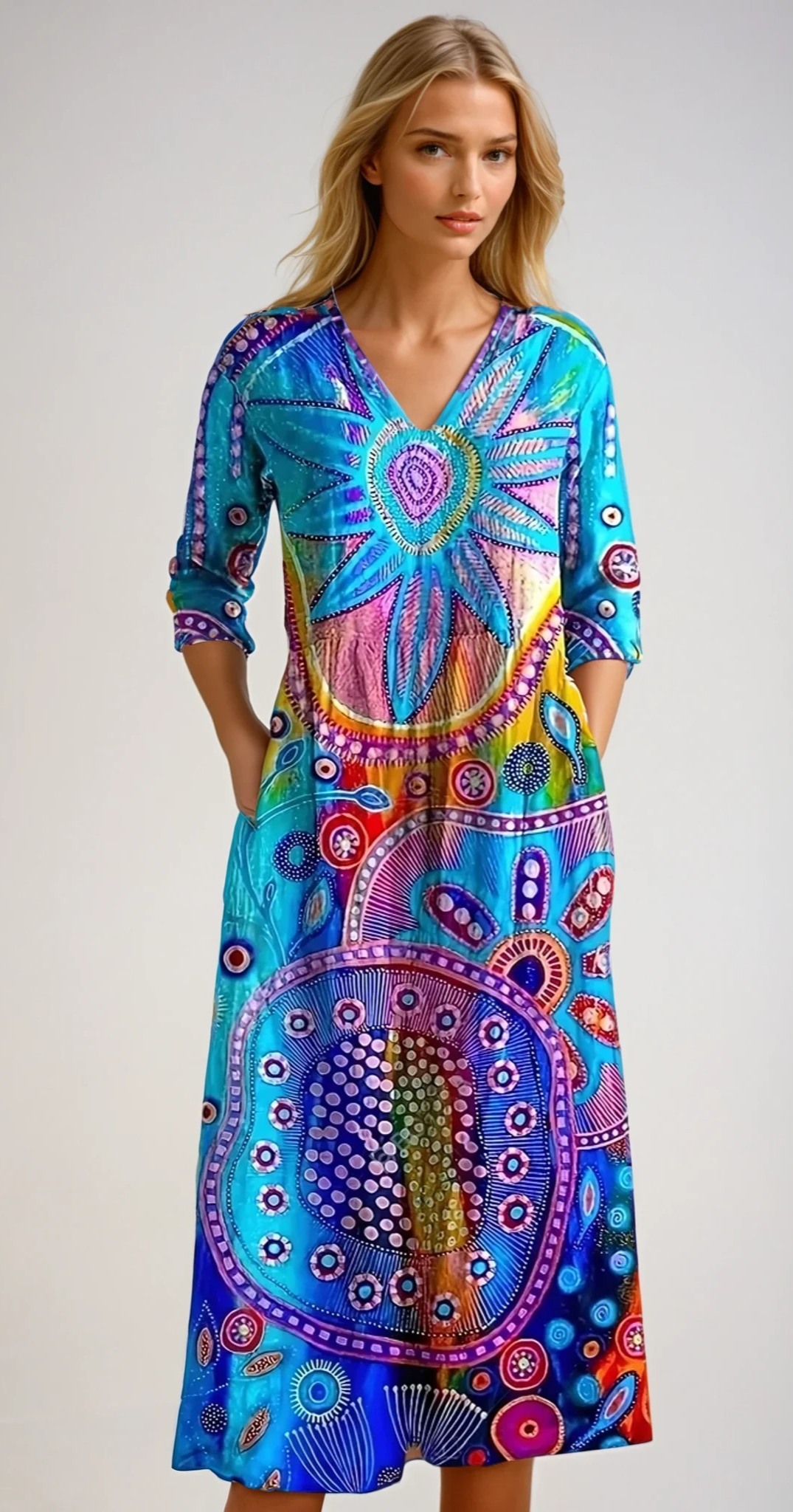Eléa - Maxi-robe boho décontractée en coton