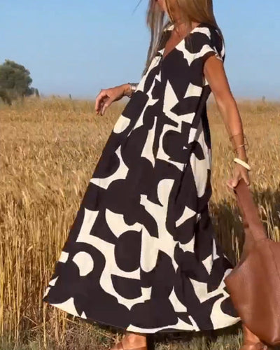 Juliette - Robe maxi col V imprimée et manches papillon