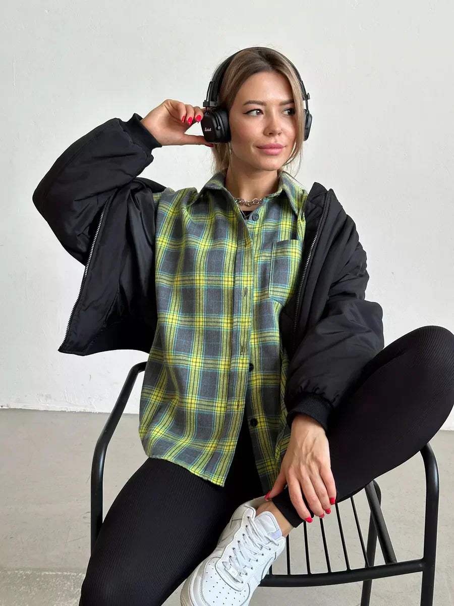 Marianne | Chemise En damier pour femme| manche longue