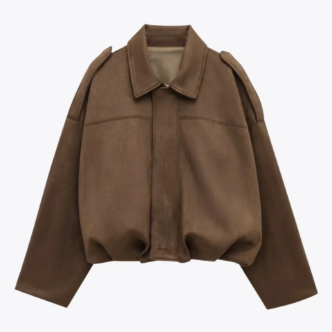 Veste oversize en daim pour femme | Chaude