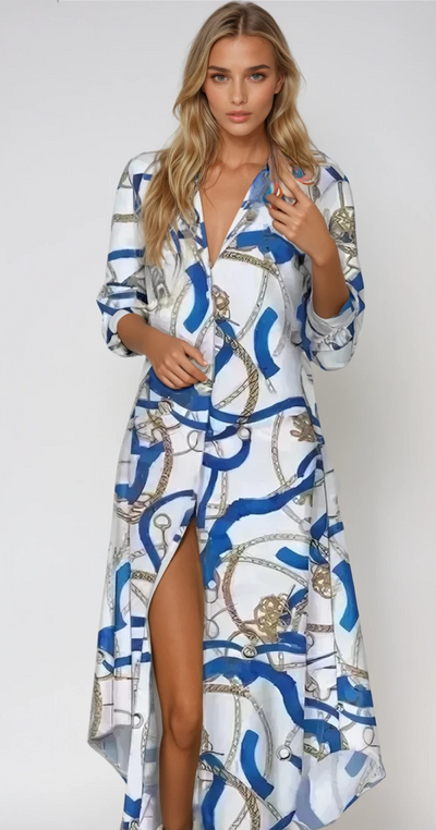 Sophie - Maxi-robe de plage imprimée avec décolleté en V