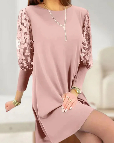 Merryl | Robe Elégant Fléur Manches Pour Femme | noir