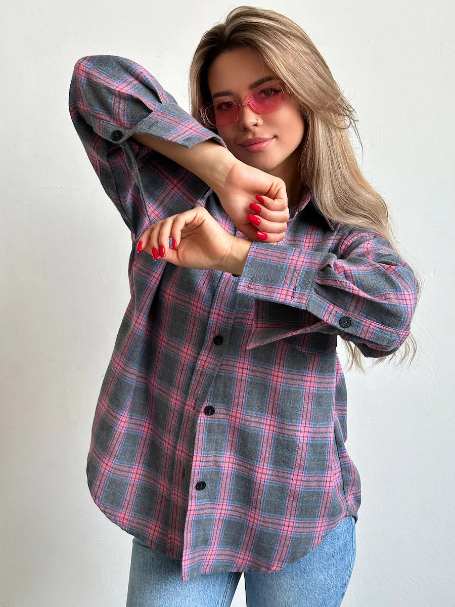 Marianne | Chemise En damier pour femme| manche longue