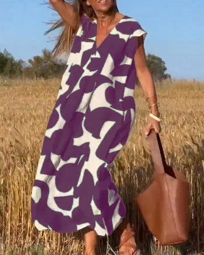 Juliette - Robe maxi col V imprimée et manches papillon