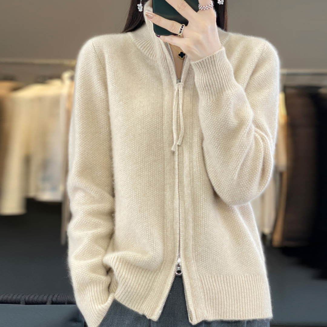 Atelier de Roche™ | Cardigan zippé en cachemire 100% laine