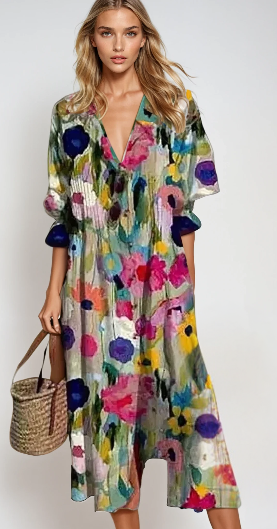 Margaux - Robe d'été boho avec décolleté en V et manches