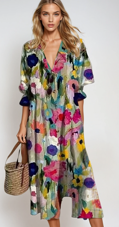 Margaux - Robe d'été boho avec décolleté en V et manches