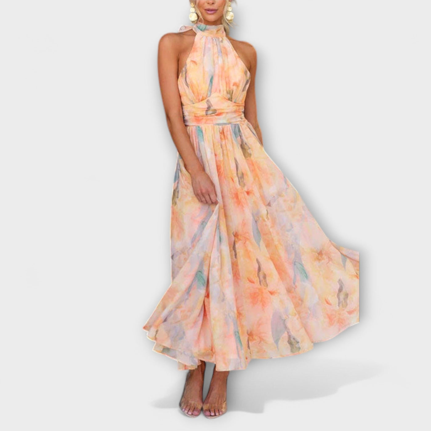 Ambre | Robe maxi aquarelle dos nu