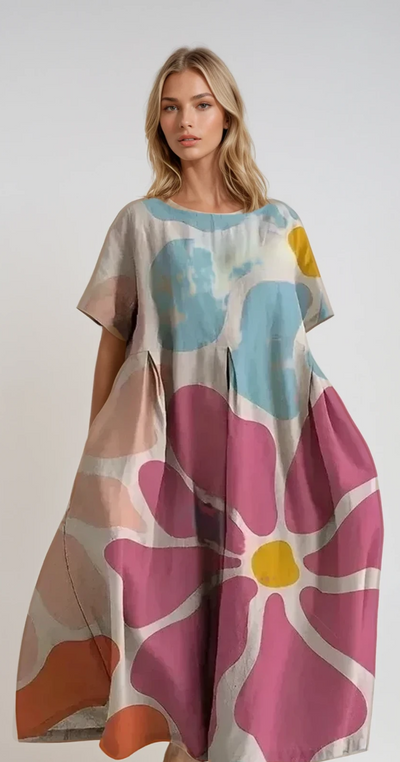 Océane - Robe maxi boho florale avec décolleté en V et volants