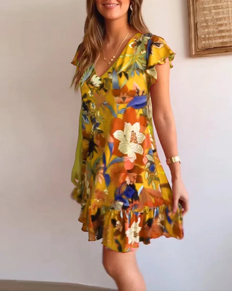 Gilline | Robe d'été à Fleurs Pour Femme | simple