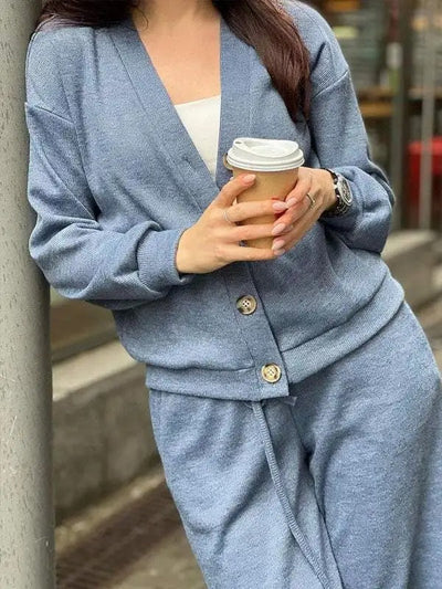 Anisa - Cardigan Haut De Page Lace Up Ensemble De Deux Pièces