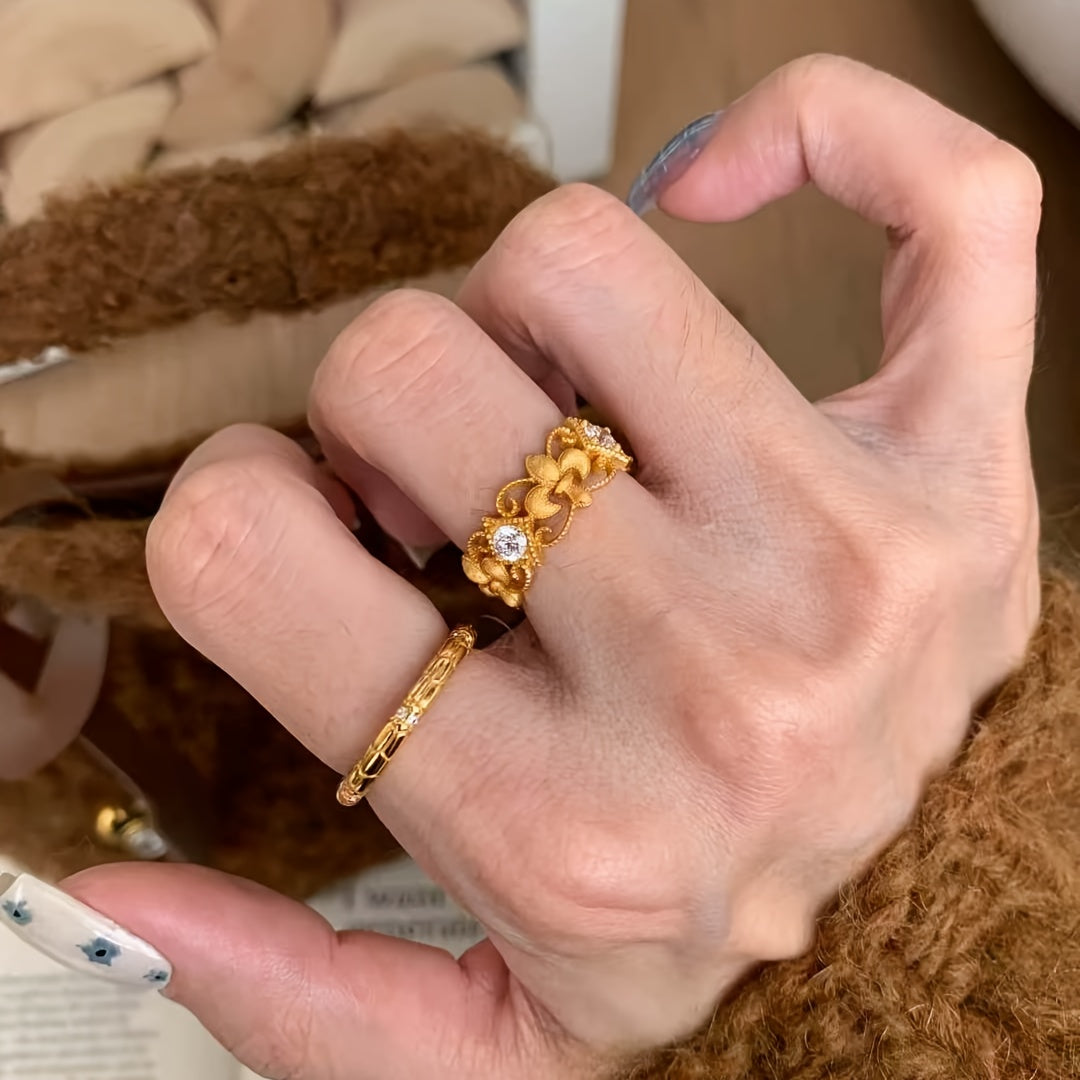 🇫🇷 Bague avec fleur de lys française en vieil or
