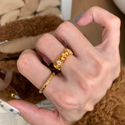 🇫🇷 Bague avec fleur de lys française en vieil or