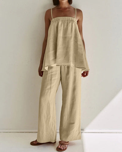 Zeina | Ensemble d'été décontracté beige pour femmes