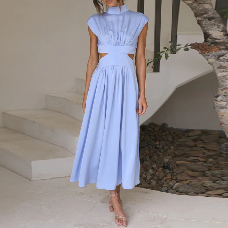 Sophie - Elégante robe cocktail maxi en mousseline de soie