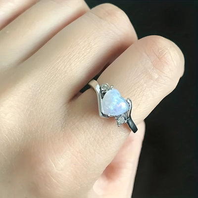 Bague cœur en pierre de lune