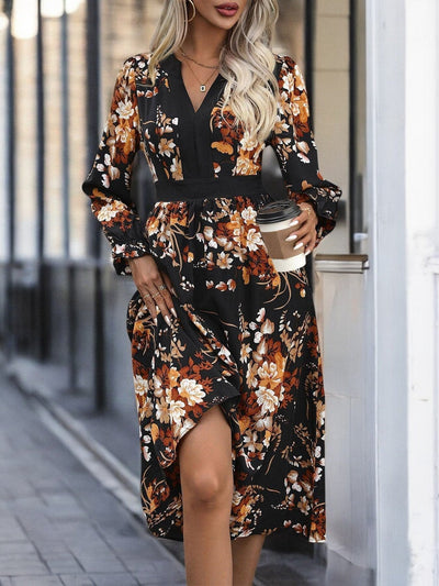 Jacqueline - Notched Neck Robe midi en tissu léger