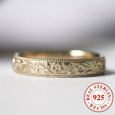 🇫🇷 Bague antique gravée de motifs français, en argent et plaqué or