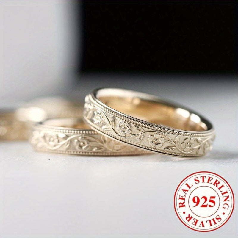 🇫🇷 Bague antique gravée de motifs français, en argent et plaqué or