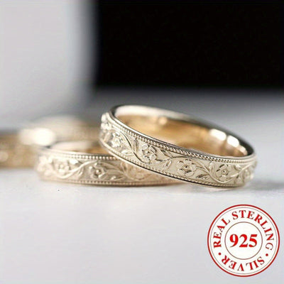 🇫🇷 Bague antique gravée de motifs français, en argent et plaqué or