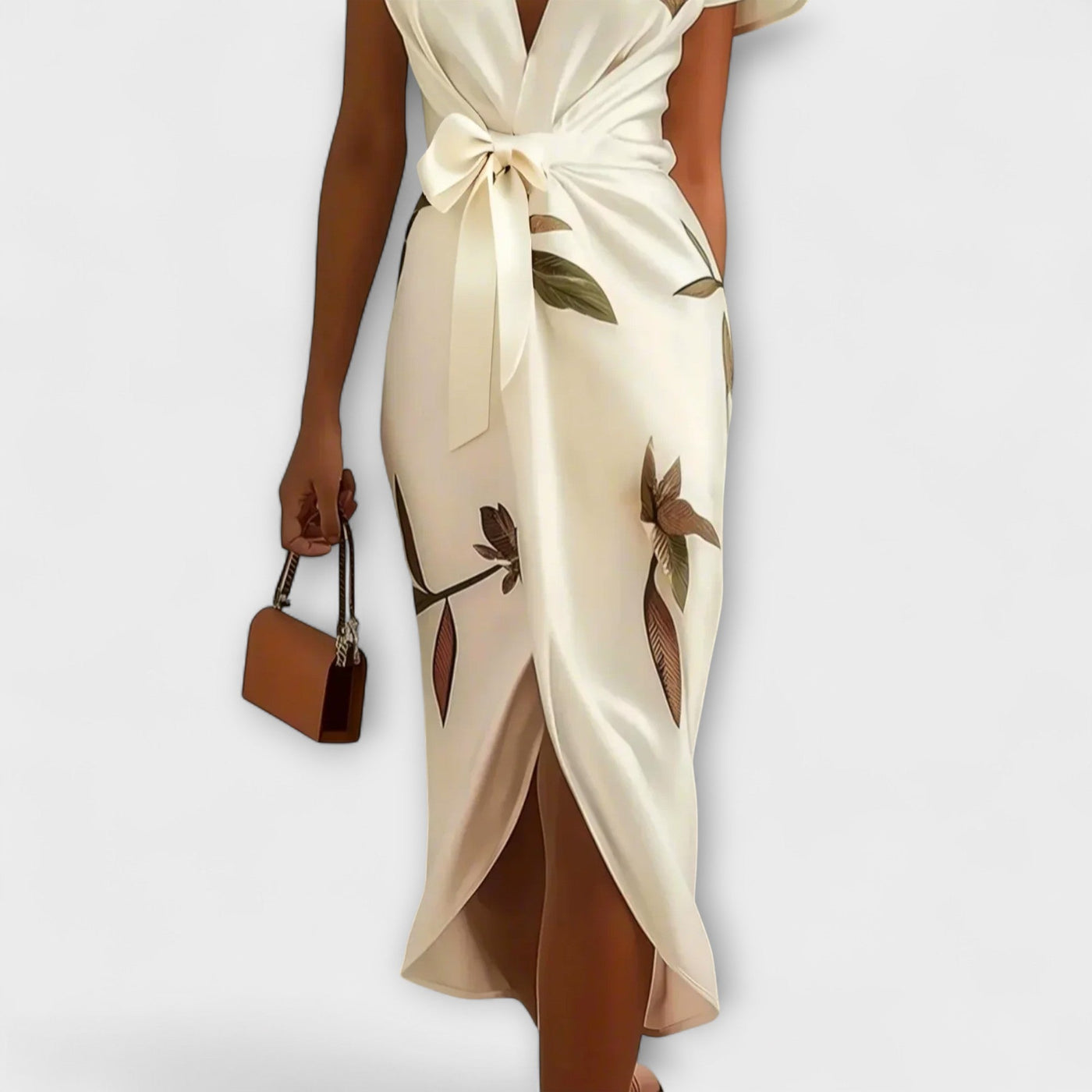 Léa | Robe portefeuille midi imprimée