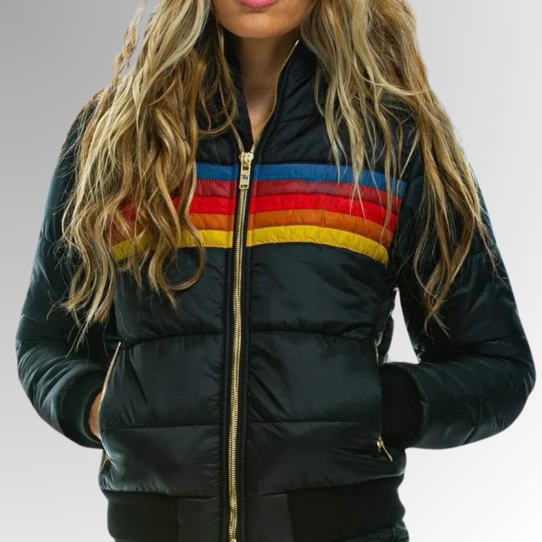 AtelierdeRocheParis | Veste zippée à rayures arc-en-ciel