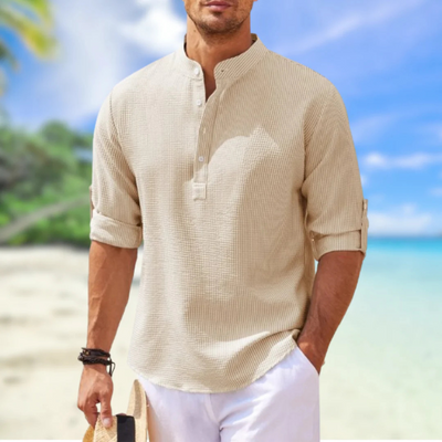 Cassien | Chemise Col Montant Pour Hommes | Manches Longues