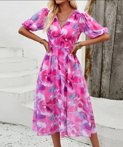Alette | Robe d'été à Fleurs Pour Femme | Midi