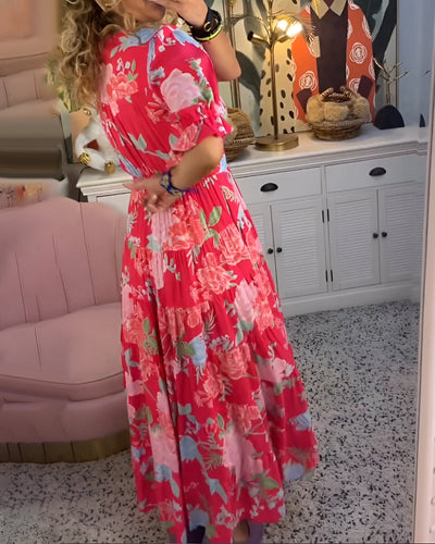 Tessa | Robe élégante avec imprimé floral et décolleté en V
