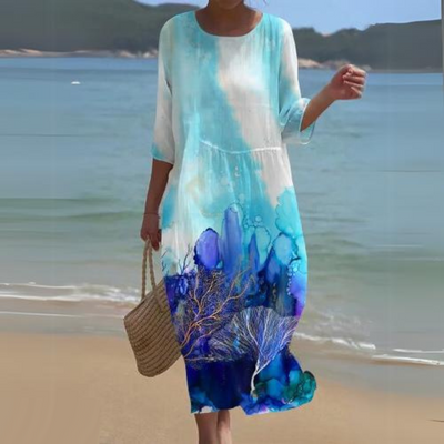 Colette - Robe midi élégante et intemporelle avec ceinture à la taille