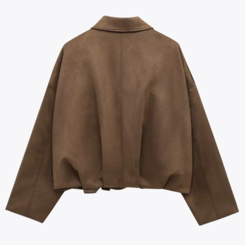 Veste oversize en daim pour femme | Chaude