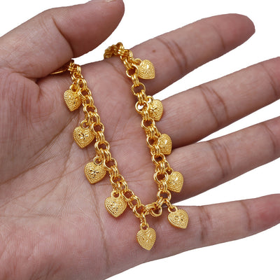 🇫🇷 Bracelet design gipsy français avec petits cœurs en or