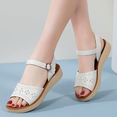 Sandales en cuir synthétique ajouré de style décontracté pour femmes - Monica