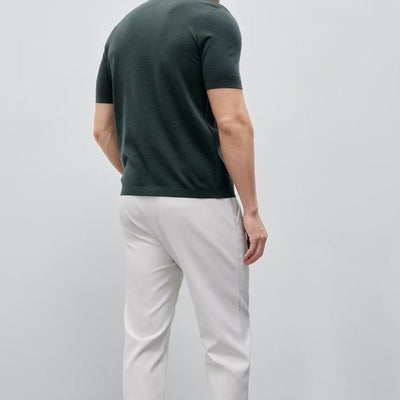 T-shirt homme en coton mercerisé, col rond, style minimaliste - Hugo