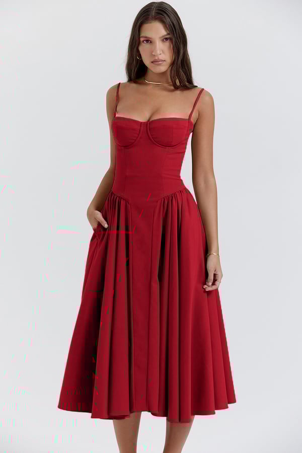 Tulum – Robe Midi Bustier Sans Manches