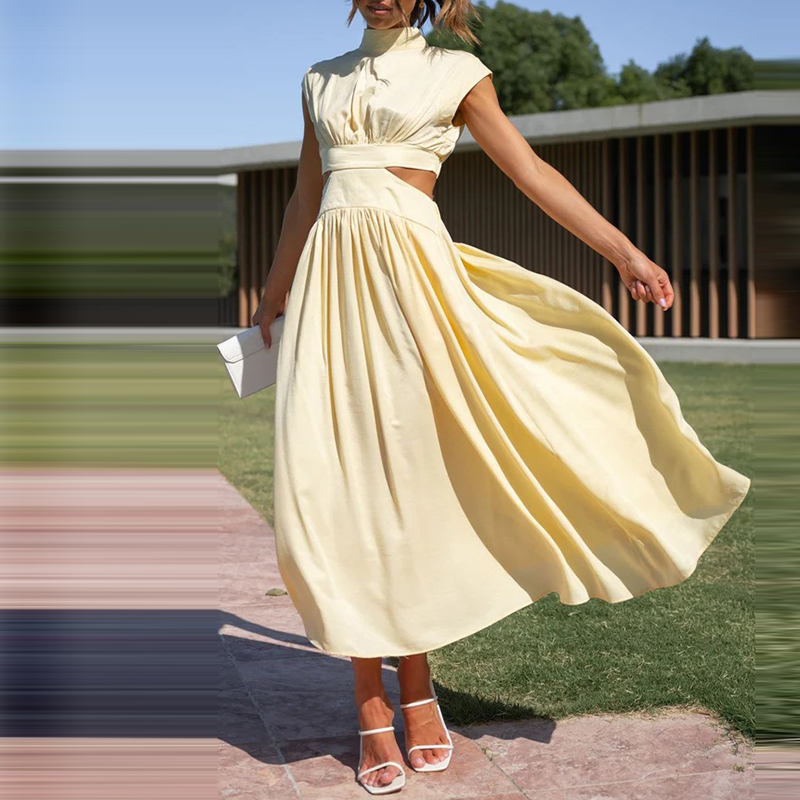 Sophie - Elégante robe cocktail maxi en mousseline de soie